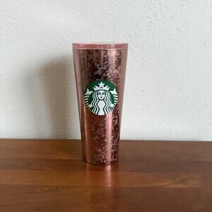 Starbucks Rose Gold Holiday 2019 Pink Crackled Tumbler Christmas No Straw 16 Oz